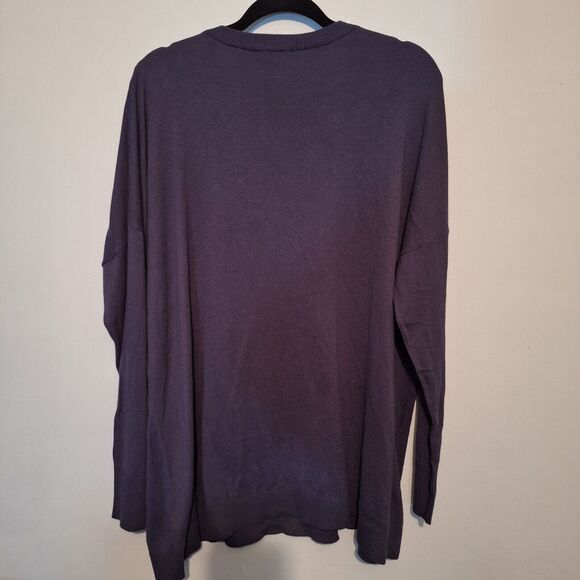 DG2 Diane Gilman Vneck Sweater Womans XL Navy Blue Lightweight Classic Preppy - Picture 2 of 7